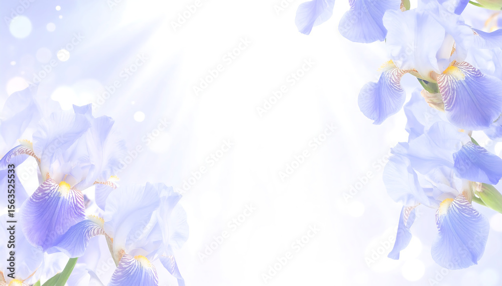 Fototapeta premium an Image Irises flower of a translucent studio background with light prism