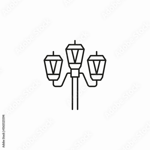 triple street lamp icon sign vector