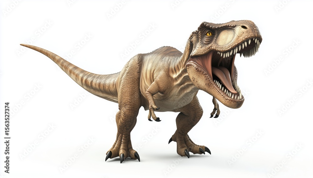 Fototapeta premium Highly Accurate And Lifelike Representation Of Dinosaur'S Extinction, Focusing On T-Rex. Incorporates Detailed Information And Realistic Depiction.