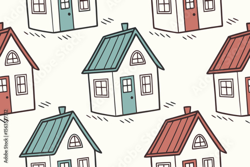 Cute Cartoon House Pattern