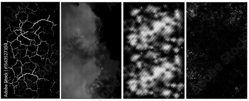Dotted gradient, smooth dots spraying and halftones dot background seamless horizontal geometric pattern vector template set.