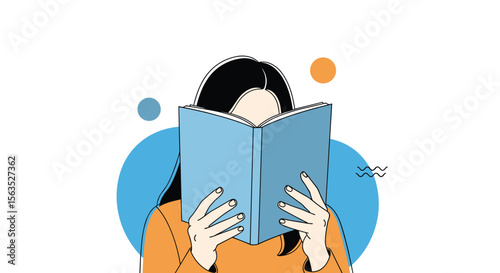 Young woman deeply absorbed in reading an open book enjoying the quiet moments of her day