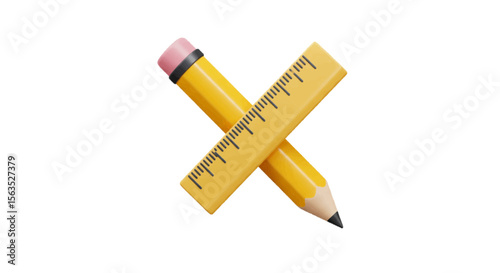 3d pencil and eraser