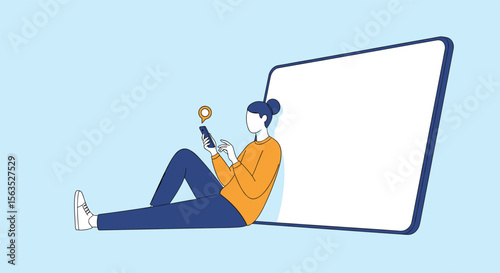 Engaging with digital content and information on a mobile device while leaning against a large screen
