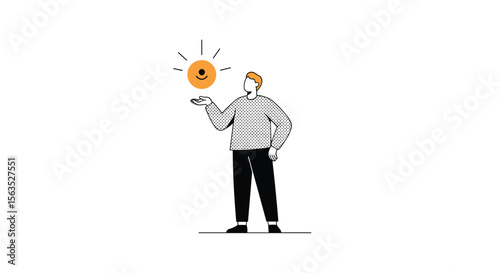 Creative professional presents innovative idea energized by sunlight and positive thinking inspiring new venture