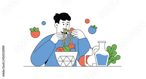 Healthy lifestyle enjoying delicious pasta meal with fresh ingredients and flavorful sauces