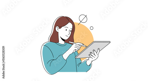 Creative artist designing digital art on a tablet with a stylus engaging in modern technology