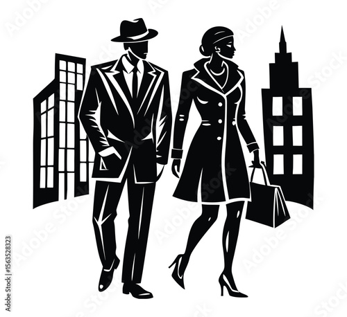 Dad Holding Daughter’s Hand Fatherhood Silhouette Vector for Family Love Concepts.