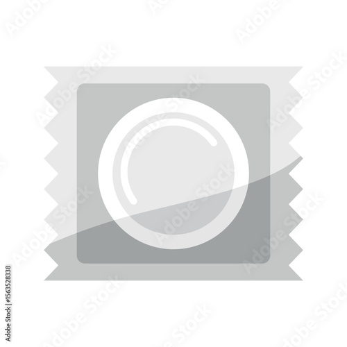 A pink condom in a package. Hand drawn vector image