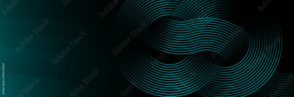 Fototapeta premium Modern dark blue abstract horizontal banner background with glowing geometric lines.Suitable for covers, brochures, presentations. vector illustration