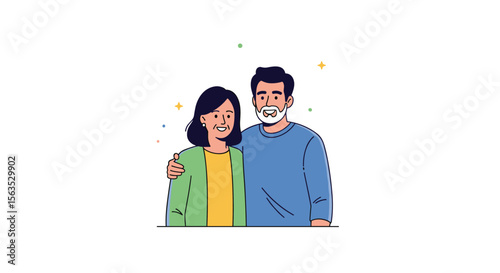 Joyful elderly couple posing for a photograph, celebrating life's precious moments together with affection and warmth