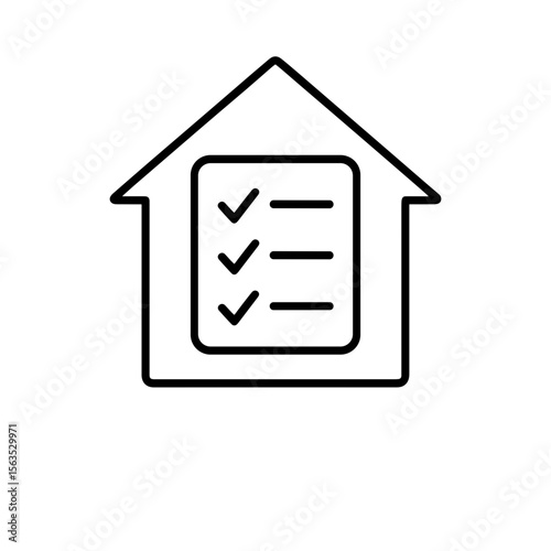Outline icon of house with checklist – smart home management tasks