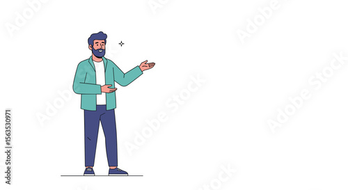 Man in casual wear demonstrating engagement and interaction with digital information
