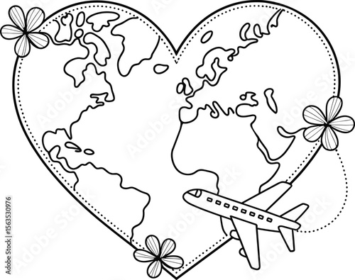 Earth Heart Svg, Airplane Heart Svg