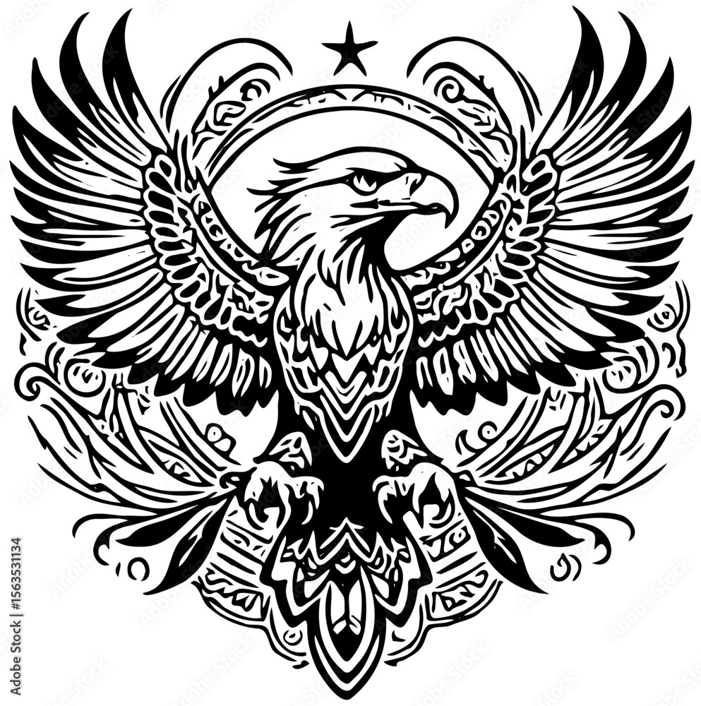 Obraz premium eagle in flight tattoo tribal vector illustration