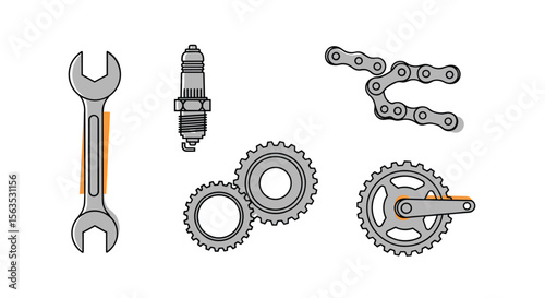 Collection of mechanical components for automotive and bicycle maintenance and repair services