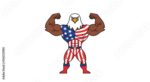 Muscular eagle mascot symbolizing american strength and patriotism