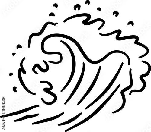 Wave illustration for surf brand packaging coastal poster decor beach label eco design
