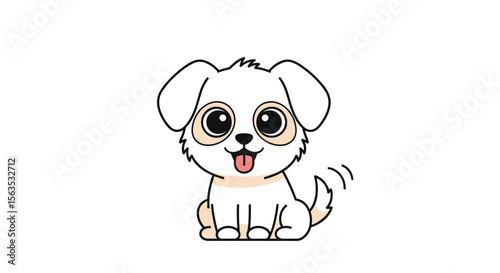 Cute adorable puppy dog with big eyes and wagging tail happy and playful expression