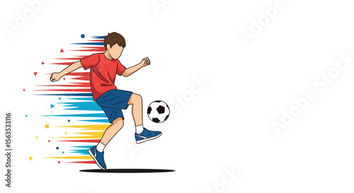 Young athlete demonstrating skillful ball control in dynamic action