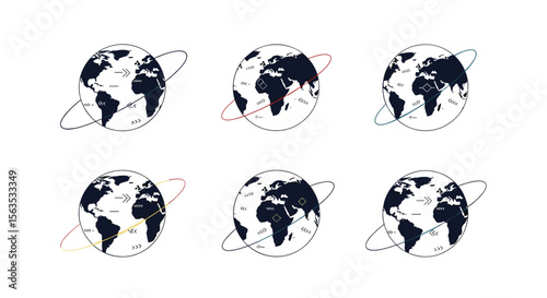 Global rotation planet earth orbiting solar system celestial body movement demonstration animation