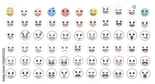 A comprehensive collection of diverse emoji expressions for digital communication and creative projects