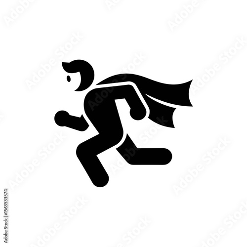 Vector art of a black superhero running fast icon