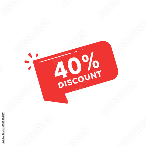 red 40% discount tag on white background