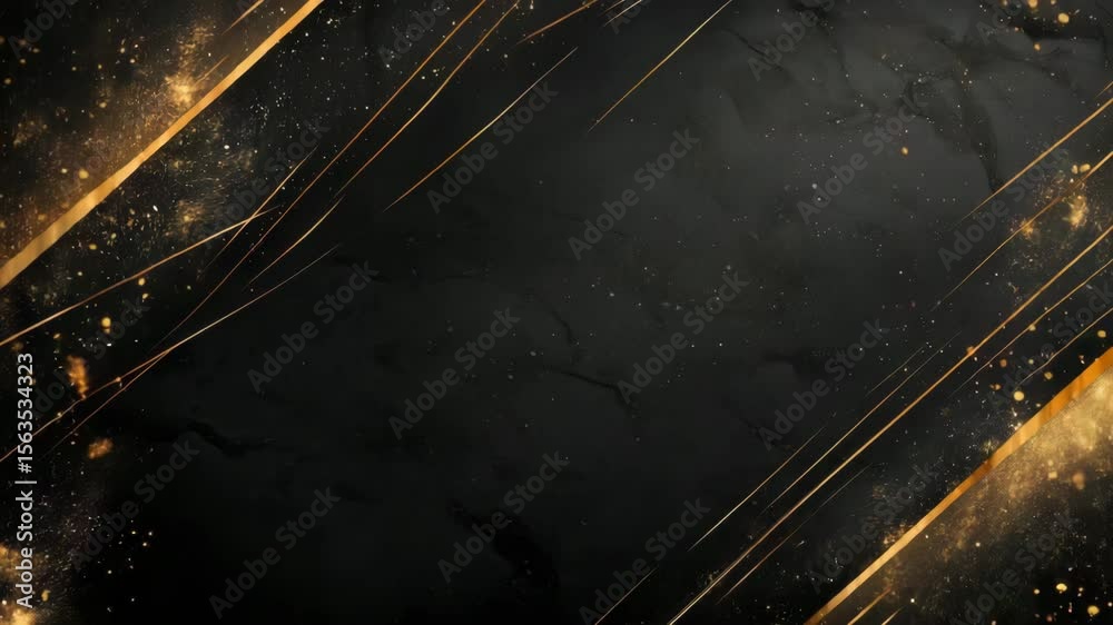 Black and gold marble background with glitter and diagonal lines