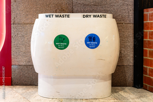 Garbage bin showing wet and dry waste segregation