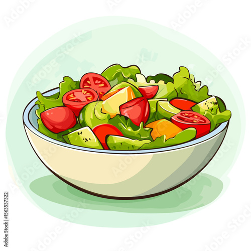 vector plate with salad .Generative AI