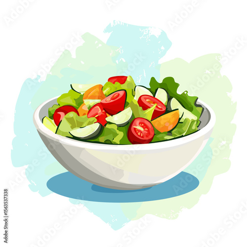 vector plate with salad .Generative AI