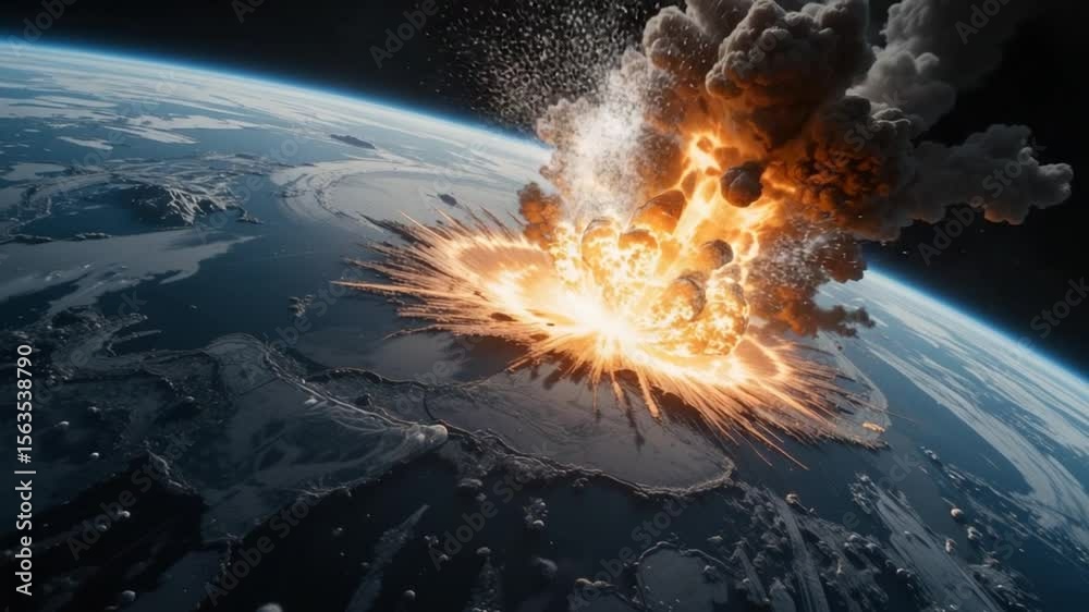 Cataclysmic Impact: Earth Undergoes a Massive Explosion from Space.