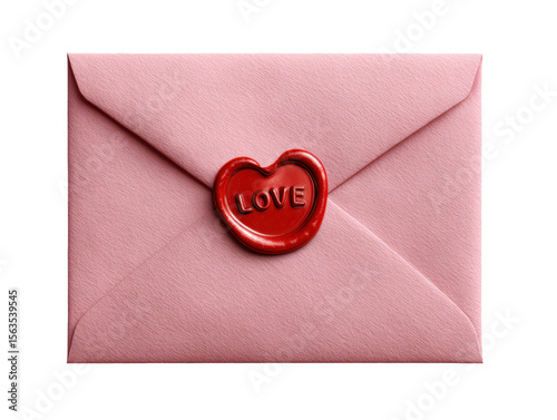 Romantic Pink Envelope with Heart Seal for Love Letters and Messages