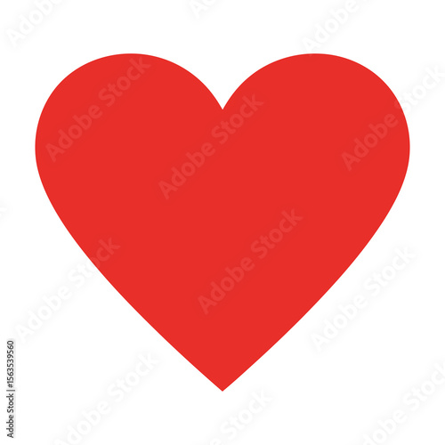 A simple, solid red heart shape against a white background.