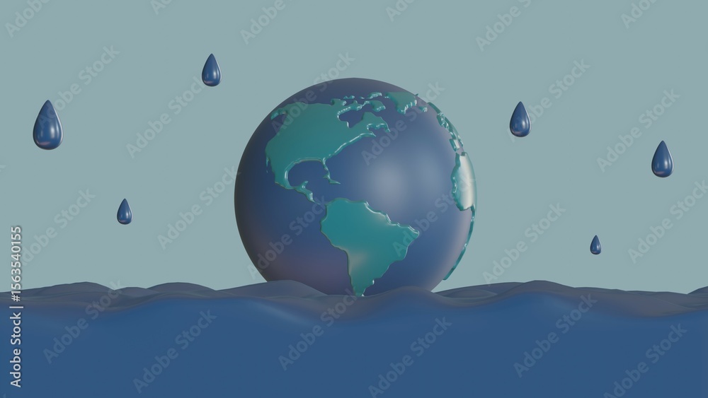 Fototapeta premium Flooding Earth in 3D concept