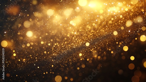 Golden Particle Background With Soft Bokeh Lights Creating a Glittering Abstract Design
