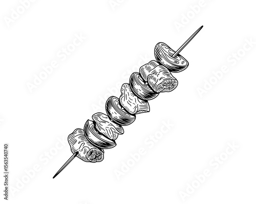 Grilled meat kebab on a skewer vector illustration