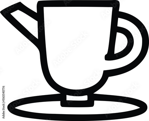 Simple line art icon of a watering can with a handle and spout on a saucer