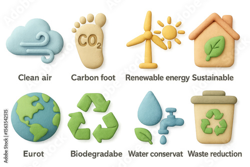 Eco-friendly conservation concepts illustration in clay style for sustainability design