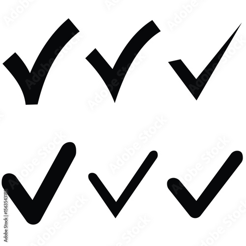 Check mark icons set. Check marks symbol collection. Simple check mark. Quality sign icon.
 Checklist symbols. Approval check flat style - stock vecto