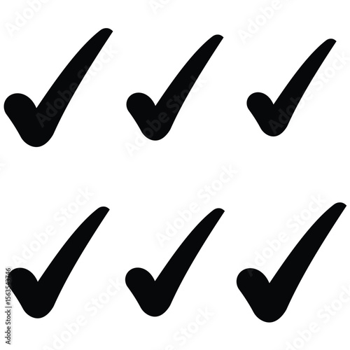 Check mark icons set. Check marks symbol collection. Simple check mark. Quality sign icon.
 Checklist symbols. Approval check flat style - stock vecto