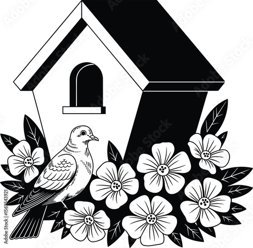 Bird House Svg, Flower Bird House Svg