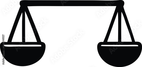 Simple black outline drawing of a balanced scale representing justice equality and measurement