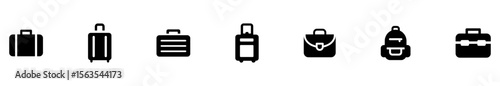 Luggage, travel silhouette icon set. suitcase, backpack, bag silhouette collection. Vector Illustration. EPS 10