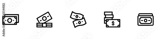 Money icon set. Cash money icon. Dollar bills icon. Vector Illustration.