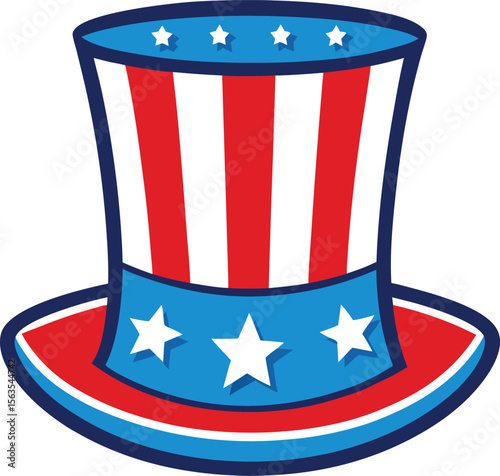Patriotic Uncle Sam Hat with Stars and Stripes for American Celebrations