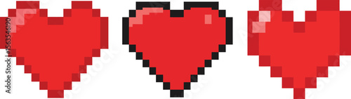 Three pixelated hearts, two whole and one broken, representing health or life points.