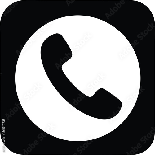 Classic black and white telephone handset icon within a rounded square symbolizing communication and connectivity