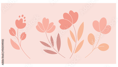 Minimalist Floral Elements: Peach and Rose Tones
